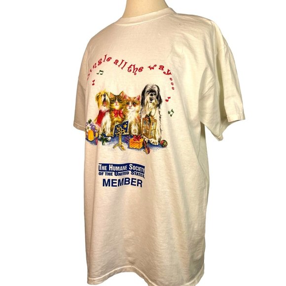 M & O Knits woman's t-shirt Christmas Humane Society size L Graphic print - Picture 5 of 8